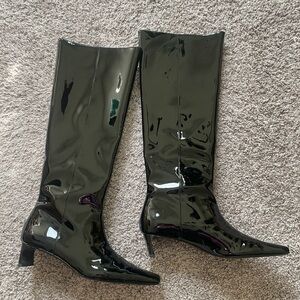 Zara patent black boots size 9